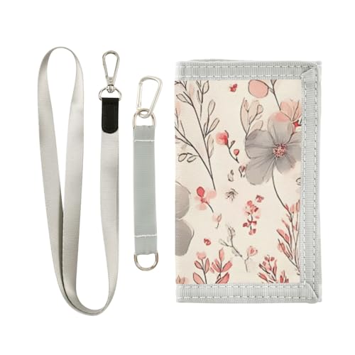 ISAOA Handgezeichnete Geldbörse für Kinder mit Blättern und Blumen, dreifach gefaltete Geldbörse mit Münzfach mit Reißverschluss und Kartenhaltern, Neuheit Geldbörse für Kindergeburtstagsgeschenke von ISAOA