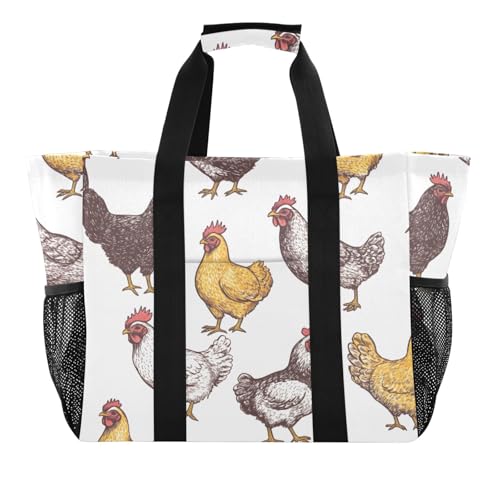 ISAOA Handgezeichnete Hühner-Strandtasche für Damen, groß, wasserdicht, Strandtasche, Reisetasche, Pool, Yoga, Krankenschwester, Einkaufstasche ISAOA Handgezeichnete Hühner-Strandtasche für Damen, groß, wasserdicht, Strandtasche, Reisetasche, Pool, Yoga, Krankenschwester, Einkaufstasche von ISAOA