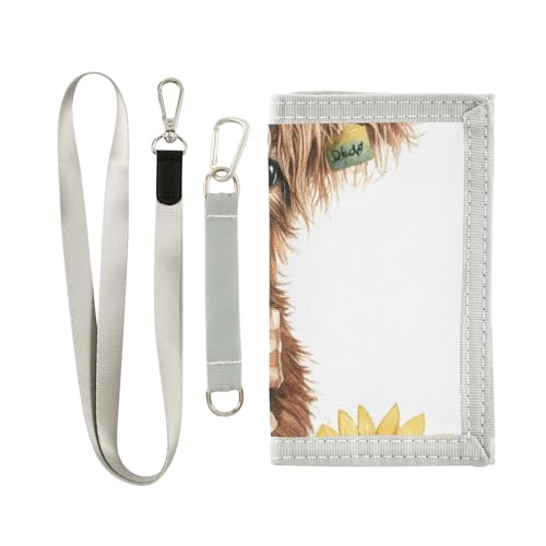 ISAOA Highland Cow with Sunflower Kids Wallets for Boys Girls, Toddler Trifold Wallet with Zippered Coin Pocket and Card Holders, Novelty Wallet for Childrens Birthday Gifts von ISAOA