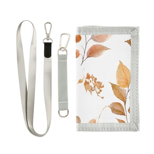 ISAOA Kinder-Geldbörse mit Aquarell-Herbstlaub-Muster, dreifach gefaltete Geldbörse mit Münzfach mit Reißverschluss und Kartenfächern, originelle Geldbörse für Kindergeburtstage von ISAOA