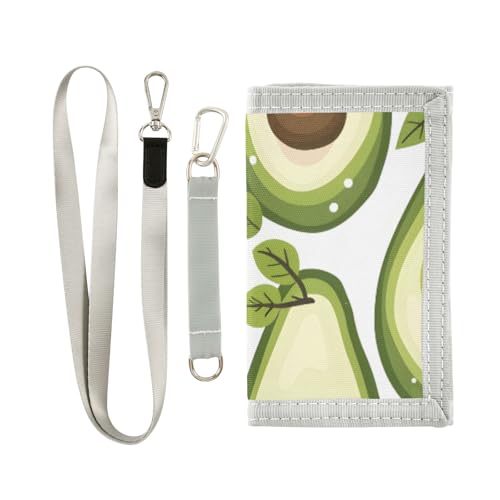 ISAOA Kinder-Geldbörse mit Cartoon-Avocado-Früchten, dreifach gefaltete Geldbörse mit Münzfach mit Reißverschluss und Kartenhaltern, Neuheit Geldbörse für Kindergeburtstage von ISAOA