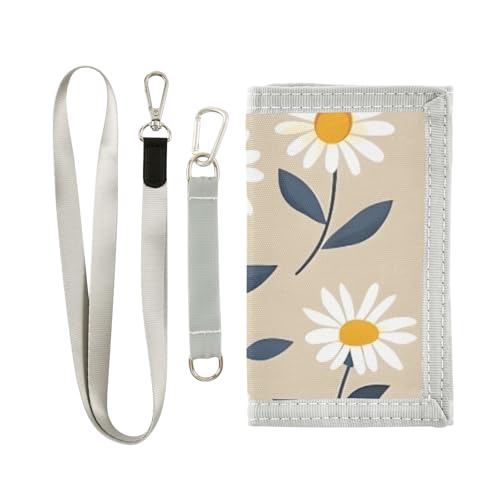 ISAOA Kinder-Geldbörse mit Cartoon-Blumen-Gänseblümchen-Muster, dreifach gefaltete Geldbörse mit Münzfach mit Reißverschluss und Kartenhaltern, Neuheit Geldbörse für Kindergeburtstagsgeschenke von ISAOA