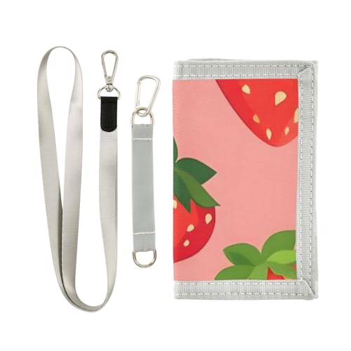 ISAOA Kinder-Geldbörse mit Erdbeermuster, für Jungen und Mädchen, dreifach gefaltete Geldbörse mit Münzfach mit Reißverschluss und Kartenhaltern, Neuheit Geldbörse für Kindergeburtstagsgeschenke von ISAOA