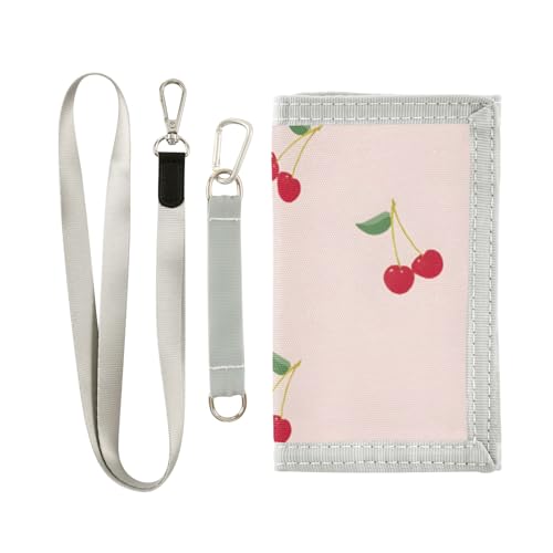 ISAOA Kinder-Geldbörse mit Kirschmuster für Jungen und Mädchen, dreifach gefaltete Geldbörse mit Münzfach mit Reißverschluss und Kartenhaltern, Neuheit Geldbörse für Kindergeburtstagsgeschenke von ISAOA