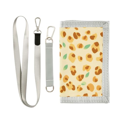 ISAOA Kinder-Geldbörse mit Leopardenmuster und gelbem Hintergrund, dreifach gefaltete Geldbörse mit Münzfach mit Reißverschluss und Kartenfächern, Neuheit Geldbörse für Kindergeburtstagsgeschenke von ISAOA