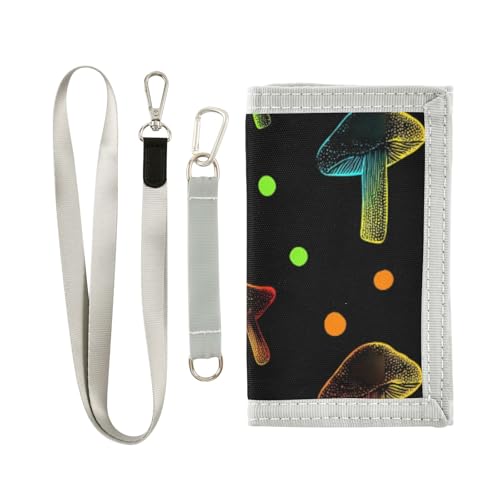 ISAOA Kinder-Geldbörse mit Regenbogen-Pilz-Punkten für Jungen und Mädchen, dreifach gefaltete Geldbörse mit Münzfach mit Reißverschluss und Kartenhaltern, Neuheit Geldbörse für von ISAOA