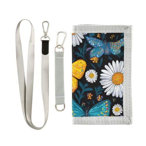 ISAOA Kinder-Geldbörse mit Schmetterlings-Gänseblümchen-Muster, dreifach gefaltete Geldbörse mit Münzfach mit Reißverschluss und Kartenhaltern, Neuheit Geldbörse für Kindergeburtstagsgeschenke von ISAOA