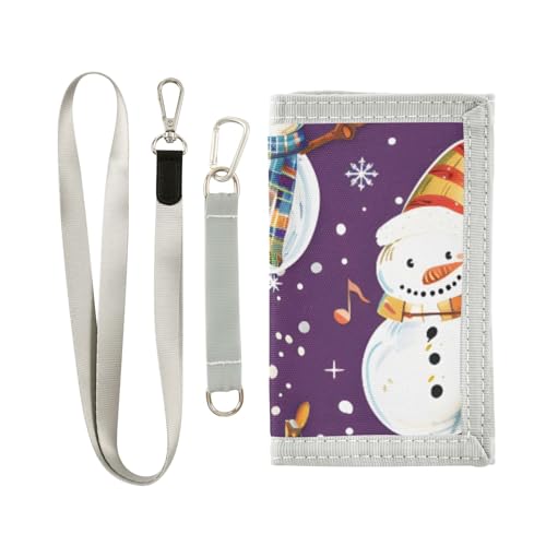 ISAOA Kinder-Geldbörse mit Schneemann-Instrumentenmuster für Jungen und Mädchen, dreifach gefaltete Geldbörse mit Münzfach mit Reißverschluss und Kartenhaltern, Neuheit Geldbörse für von ISAOA