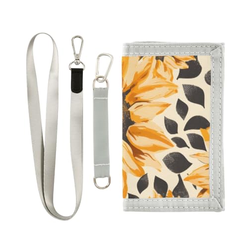 ISAOA Kinder-Geldbörse mit Sonnenblumen-Leopardenmuster, dreifach gefaltete Geldbörse mit Münzfach mit Reißverschluss und Kartenhaltern, Neuheit Geldbörse für Kindergeburtstage von ISAOA