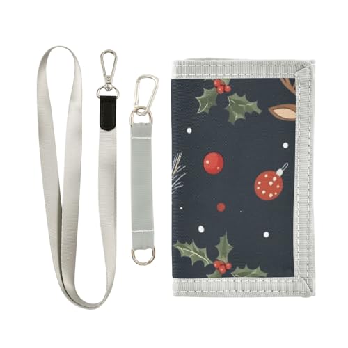 ISAOA Kinder-Geldbörse mit Weihnachts-Rentier-Motiv für Jungen und Mädchen, dreifach gefaltete Geldbörse mit Münzfach mit Reißverschluss und Kartenhaltern, Neuheit Geldbörse für von ISAOA