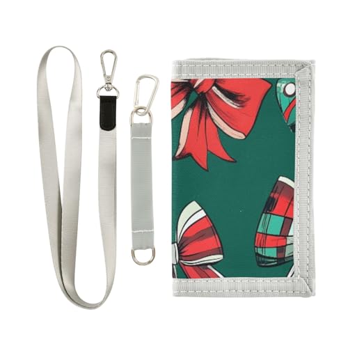 ISAOA Kinder-Geldbörse mit Weihnachtsschleifen für Jungen und Mädchen, dreifach gefaltete Geldbörse mit Münzfach mit Reißverschluss und Kartenhaltern, Neuheit Geldbörse für Kindergeburtstagsgeschenke von ISAOA