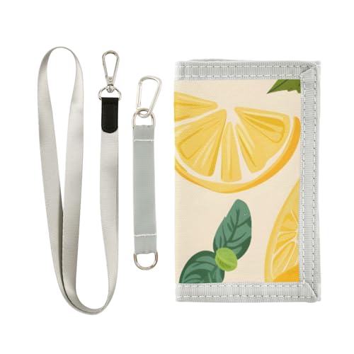 ISAOA Kinder-Geldbörse mit Zitronen- und Minzblättern, dreifach gefaltete Geldbörse mit Münzfach mit Reißverschluss und Kartenhaltern, Neuheit Geldbörse für Kindergeburtstage von ISAOA