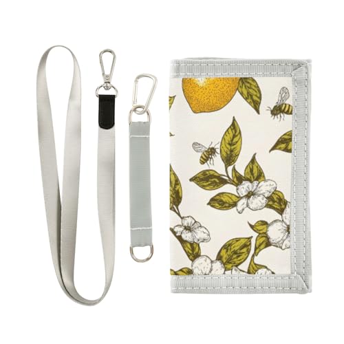 ISAOA Kinder-Geldbörse mit Zitronenblättern, dreifach gefaltete Geldbörse mit Münzfach mit Reißverschluss und Kartenfächern, Neuheit Geldbörse für Kindergeburtstage von ISAOA