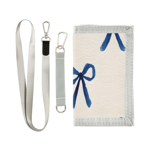 ISAOA Kinder-Geldbörse mit blauer Schleife, dreifach gefaltet, mit Münzfach mit Reißverschluss und Kartenfächern, tolles Geschenk für Kindergeburtstage von ISAOA