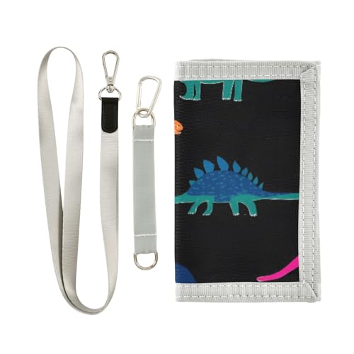 ISAOA Kinder-Geldbörse mit buntem Dinosaurier-Druck für Jungen und Mädchen, dreifach gefaltete Geldbörse mit Münzfach mit Reißverschluss und Kartenhaltern, Neuheit Geldbörse für von ISAOA