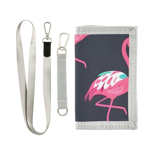 ISAOA Kinder-Geldbörse mit pinkem Flamingo-Hintergrund für Jungen und Mädchen, dreifach gefaltete Geldbörse mit Münzfach mit Reißverschluss und Kartenhaltern, Neuheit Geldbörse für von ISAOA