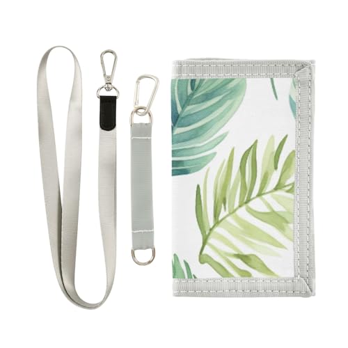 ISAOA Kinder-Geldbörse mit tropischen Blättern, dreifach gefaltete Geldbörse mit Münzfach mit Reißverschluss und Kartenhaltern, Neuheit Geldbörse für Kindergeburtstage von ISAOA