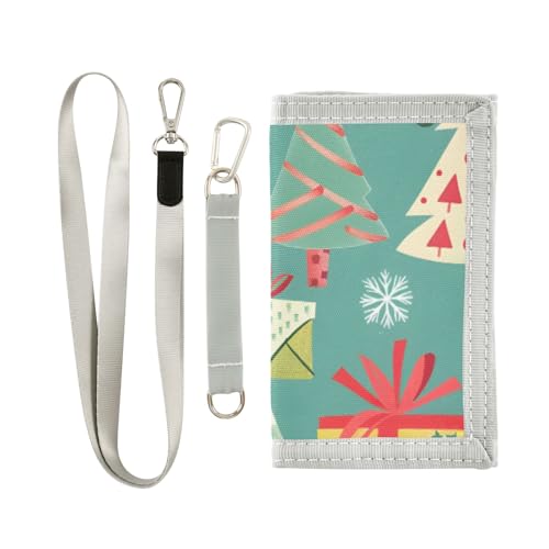 ISAOA Kinder-Geldbörse mit weihnachtlichem Muster für Jungen und Mädchen, dreifach gefaltete Geldbörse mit Münzfach mit Reißverschluss und Kartenhaltern, Neuheit Geldbörse für von ISAOA