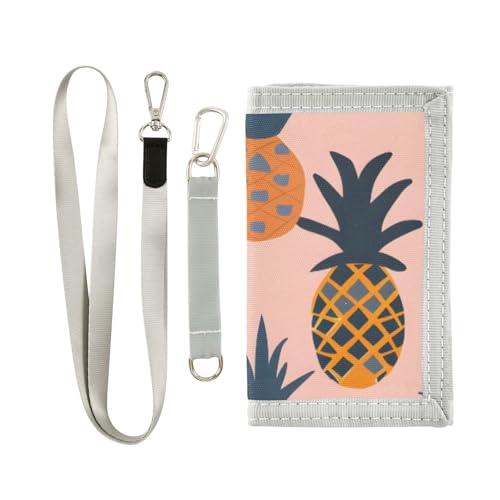 ISAOA Kindergeldbörse mit Ananas-Muster, dreifach gefaltete Geldbörse mit Münzfach mit Reißverschluss und Kartenhaltern, Neuheit Geldbörse für Kindergeburtstage von ISAOA