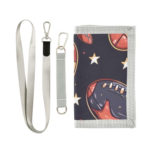 ISAOA Kindergeldbörse mit Fußballbällen und Sternen, dreifach gefaltete Geldbörse mit Münzfach mit Reißverschluss und Kartenhaltern, Neuheit Geldbörse für Kindergeburtstagsgeschenke von ISAOA