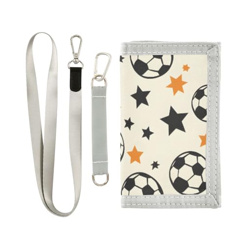 ISAOA Kindergeldbörse mit Fußballball und Sternen, dreifach gefaltete Geldbörse mit Münzfach mit Reißverschluss und Kartenhaltern, Neuheit Geldbörse für Kindergeburtstagsgeschenke von ISAOA