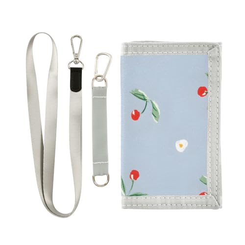 ISAOA Kindergeldbörse mit Kirsch-weißem Blumenmuster, dreifach gefaltete Geldbörse mit Münzfach mit Reißverschluss und Kartenfächern, Neuheit Geldbörse für Kindergeburtstagsgeschenke von ISAOA