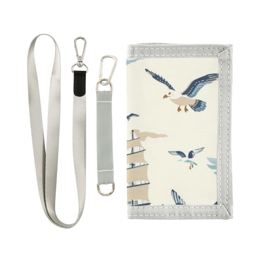 ISAOA Kindergeldbörse mit Möwen-Vogelschiff, dreifach gefaltete Geldbörse mit Münzfach mit Reißverschluss und Kartenhaltern, Neuheit Geldbörse für Kindergeburtstage von ISAOA