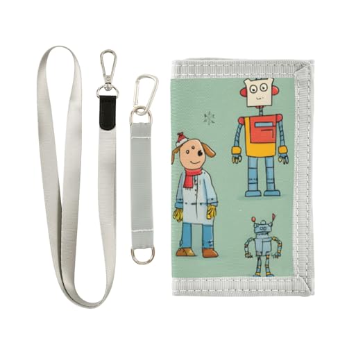 ISAOA Kindergeldbörse mit Robotermuster für Jungen und Mädchen, dreifach gefaltete Geldbörse mit Münzfach mit Reißverschluss und Kartenhaltern, Neuheit Geldbörse für Kindergeburtstagsgeschenke von ISAOA