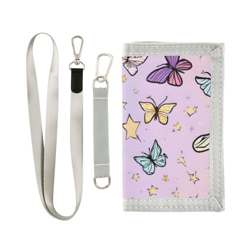 ISAOA Kindergeldbörse mit Schmetterlingsmuster, dreifach gefaltete Geldbörse mit Münzfach mit Reißverschluss und Kartenfächern, Neuheit Geldbörse für Kindergeburtstagsgeschenke von ISAOA