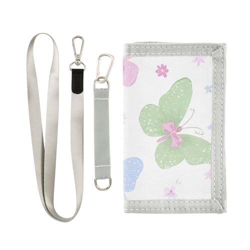 ISAOA Kindergeldbörse mit Schmetterlingsmuster, dreifach gefaltete Geldbörse mit Münzfach mit Reißverschluss und Kartenfächern, tolles Geschenk für Kindergeburtstage von ISAOA