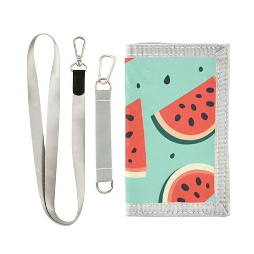 ISAOA Kindergeldbörse mit Wassermelonen-Druck, dreifach gefaltete Geldbörse mit Münzfach mit Reißverschluss und Kartenhaltern, Neuheit Geldbörse für Kindergeburtstage von ISAOA