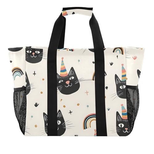 ISAOA Kleine schwarze Katze, Regenbogen-Strandtasche für Damen, groß, wasserdicht, Strandtasche, Reisetasche, Pool, Yoga, Krankenschwester, Einkaufstasche ISAOA Kleine schwarze Katze, Regenbogen-Strandtasche für Damen, groß, wasserdicht, Strandtasche, Reisetasche, Pool, Yoga, Krankenschwester, Einkaufstasche von ISAOA