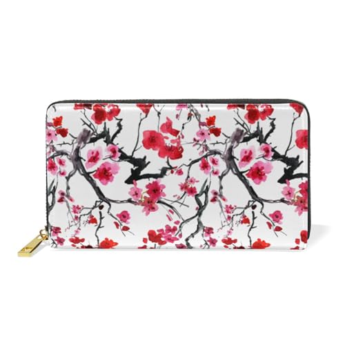 ISAOA Ledergeldbörse mit Vintage-Muster und Blumen, multifunktional, Reißverschluss, Clutch, großes Fassungsvermögen, Kartenhalter, 19 cm, #01, Einheitsgröße, modisch von ISAOA