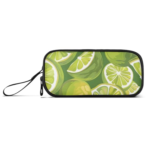 ISAOA Lemon Green Seamless Big Capacity Pencil Case 3 Compartments Pencil Pouch Portable Large Storage Pencil Box Pencil Bag for Teen Boys Girls Adults Students, Zitronengrün, nahtlos, Einheitsgröße von ISAOA