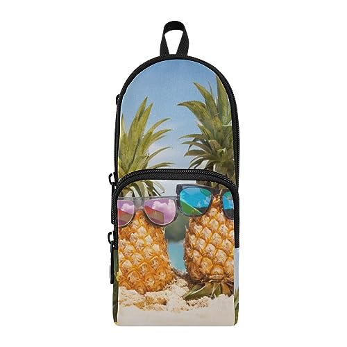 ISAOA Lustige Ananas mit Sonnenbrille am Strand, großes Federmäppchen, Stiftehalter, Schreibwaren-Organizer für Schule, Kinder, Teenager, Mädchen, Jungen, #9, Einheitsgröße, Schulranzen-Set von ISAOA