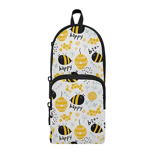 ISAOA Lustige Bienen und Bienenstock, großes Federmäppchen, Stiftehalter, Schreibwaren-Organizer für Schule, Kinder, Teenager, Mädchen, Jungen, #2, Einheitsgröße, Schulranzen-Set von ISAOA