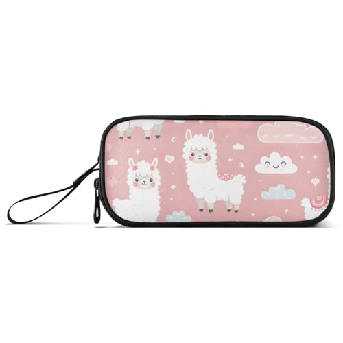 ISAOA Lustiges Federmäppchen mit Lama- und Wolkenmotiv, großes Fassungsvermögen, 3 Fächer, tragbar, große Aufbewahrung, Stiftebox für Teenager, Jungen, Mädchen, Erwachsene, Studenten, Lustiges Lama von ISAOA