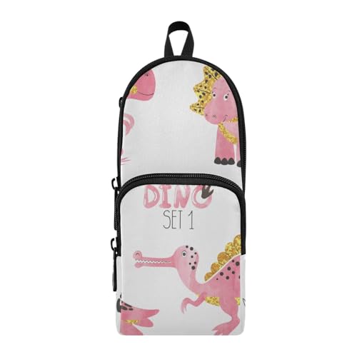 ISAOA Mnsruu Federmäppchen mit großem Fassungsvermögen und mehreren Taschen, Dinosaurier, Rosa, für Schule, Büro, Teenager, Mädchen, Jungen, #01, Einheitsgröße, Hübsch von ISAOA