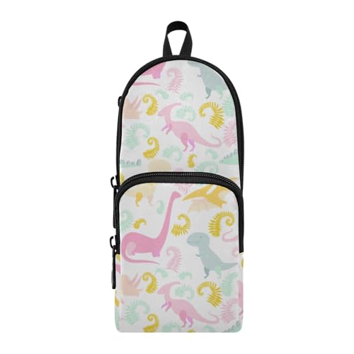 ISAOA Mnsruu Federmäppchen mit großem Fassungsvermögen und mehreren Taschen, buntes Muster mit Dinosaurier-Beutel, Tasche, Schule, Büro, Teenager, Mädchen, Jungen, #01, Einheitsgröße, Hübsch von ISAOA