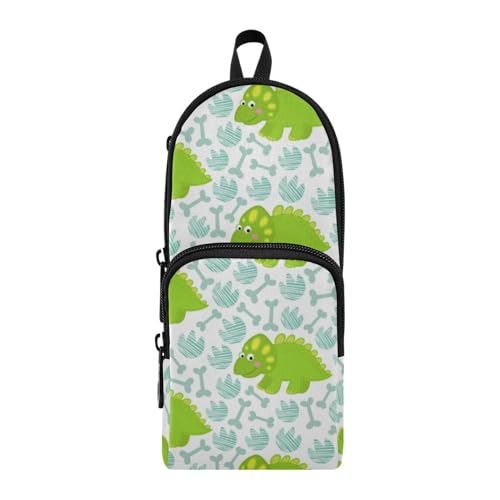 ISAOA Mnsruu Federmäppchen mit großem Fassungsvermögen und mehreren Taschen, grüner Dinosaurier-Beutel, Tasche, Schule, Büro, Teenager, Mädchen, Jungen, #01, Einheitsgröße, Hübsch von ISAOA