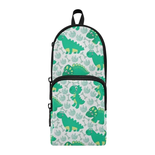 ISAOA Mnsruu Federmäppchen mit großem Fassungsvermögen und mehreren Taschen, grüner Dinosaurier-Vektorbeutel, Tasche, Schule, Büro, Teenager, Mädchen, Jungen, #01, Einheitsgröße, Hübsch von ISAOA