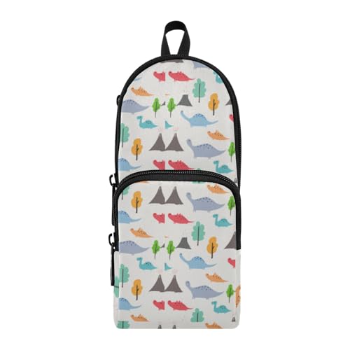 ISAOA Mnsruu Federmäppchen mit großem Fassungsvermögen und mehreren Taschen, kindlicher bunter Dinosaurier mit Vulkan-Beutel, Tasche, Schule, Büro, Teenager, Mädchen, Jungen, #01, Einheitsgröße, von ISAOA
