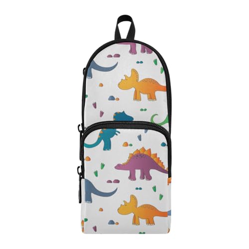 ISAOA Mnsruu Federmäppchen mit großem Fassungsvermögen und mehreren Taschen, kindliches nahtloses Muster mit niedlichen Dinosauriern, für Schule, Büro, Teenager, Mädchen, Jungen, #01, Einheitsgröße, von ISAOA