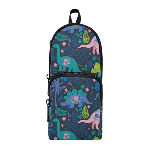 ISAOA Mnsruu Federmäppchen mit großem Fassungsvermögen und mehreren Taschen, nahtloses Muster mit Blumen-Dinosaurier-Beutel, Tasche, Schule, Büro, Teenager, Mädchen, Jungen, #01, Einheitsgröße, Hübsch von ISAOA