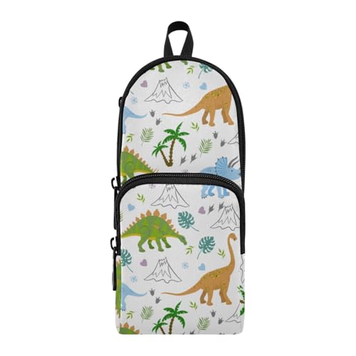 ISAOA Mnsruu Federmäppchen mit großem Fassungsvermögen und mehreren Taschen, nahtloses Muster mit lustigen Dinosauriern, für Schule, Büro, Teenager, Mädchen, Jungen, #01, Einheitsgröße, Hübsch von ISAOA