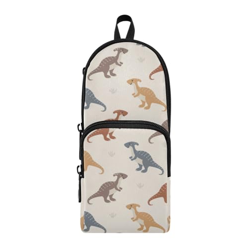 ISAOA Mnsruu Federmäppchen mit großem Fassungsvermögen und mehreren Taschen, nahtloses Muster mit niedlichen Dinosauriern, Tasche, Schule, Büro, Teenager, Mädchen, Jungen, #01, Einheitsgröße, Hübsch von ISAOA