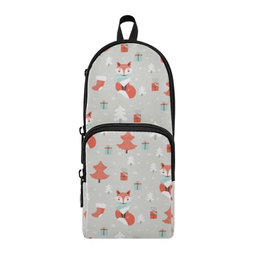 ISAOA Mnsruu Federmäppchen mit großem Fassungsvermögen und mehreren Taschen, süßer Fuchs im Winter, Weihnachten, Tasche, Schule, Büro, Teenager, Mädchen, Jungen, #01, Einheitsgröße, Hübsch von ISAOA