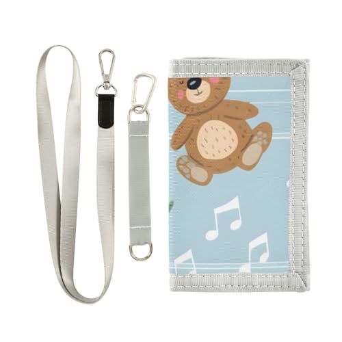 ISAOA Niedliche Bärchen Gänseblümchen Musiknoten Kinder-Geldbörse für Jungen und Mädchen, Kleinkind-Geldbörse mit Münzfach mit Reißverschluss und Kartenhaltern, Neuheit Geldbörse für von ISAOA
