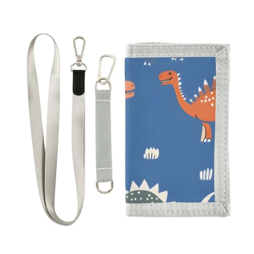 ISAOA Niedliche Dinosaurier-Themen-Kindergeldbörse für Jungen und Mädchen, dreifach gefaltete Geldbörse mit Münzfach mit Reißverschluss und Kartenhaltern, Neuheit Geldbörse für von ISAOA