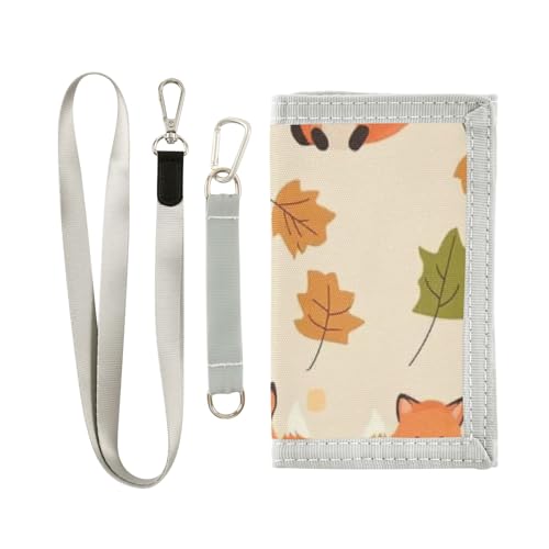 ISAOA Niedliche Fuchs- und Herbstblätter-Kindergeldbörse für Jungen und Mädchen, dreifach gefaltete Geldbörse mit Münzfach mit Reißverschluss und Kartenhaltern, Neuheit Geldbörse für von ISAOA